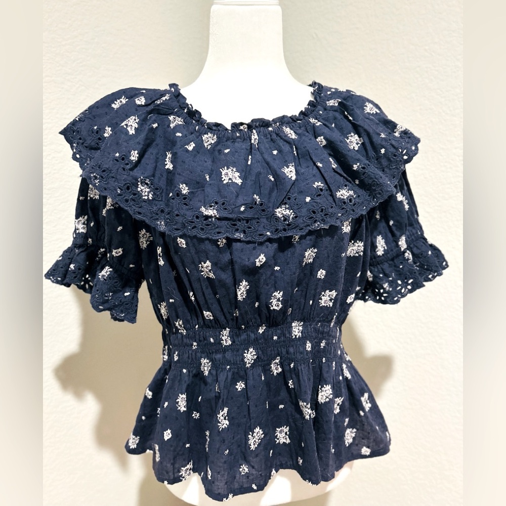 Universal Thread Blouse Navy Print Medium - image 5